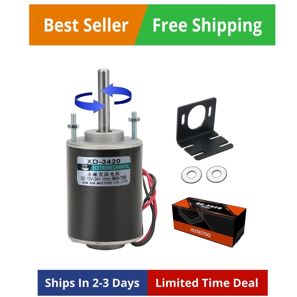 High Torque DC Motor 12 V/24 V Permanent Magnet Motor Mini DC Motor DIY Gener…