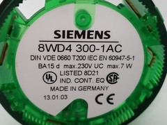 SIEMENS 8WD4300-1AC STACK LIGHT GREEN SIGNAL 230V AC 7 WATT W/O LIGHT NIB