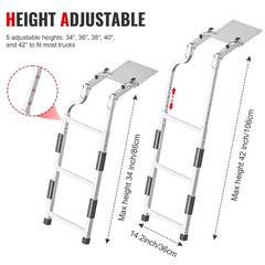 Tailgate Ladder for Pickup Trucks Bed Universal Fit – Rust-Proof Stainless St…
