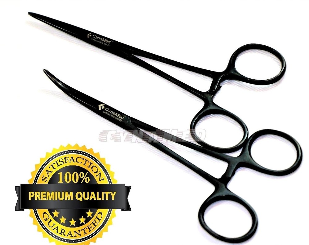 PREMIUM Kelly Hemostat Forceps 5.5″ STRAIGHT + CVD Black Fluoride Coated S.S