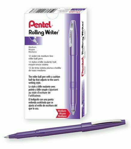 Pentel R100-V Rolling Writer Pen,0.4mm Cushion Ball Tip, Violet Ink, 1 Dozen