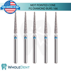 Dental MDT Pointed Cone 166 FG Diamond Burs Elongated L24.0mm Precise Finishing