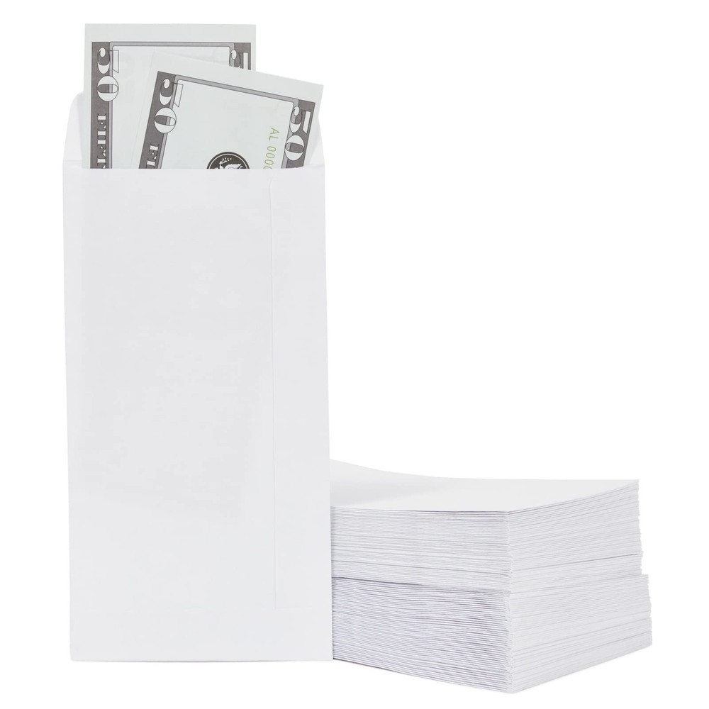 100 Pack No 7 Money Envelopes for Cash 3.5×6.5 in White 130 GSM Paper