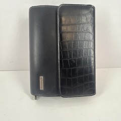 Franklin Covey Leather 6 Ringed Binder W/ Inserts Textured Pocket Compact Black