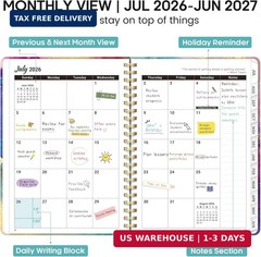 Academic Planner 2026-2027, Weekly and Monthly Calendar Book, July 2026 – June 2