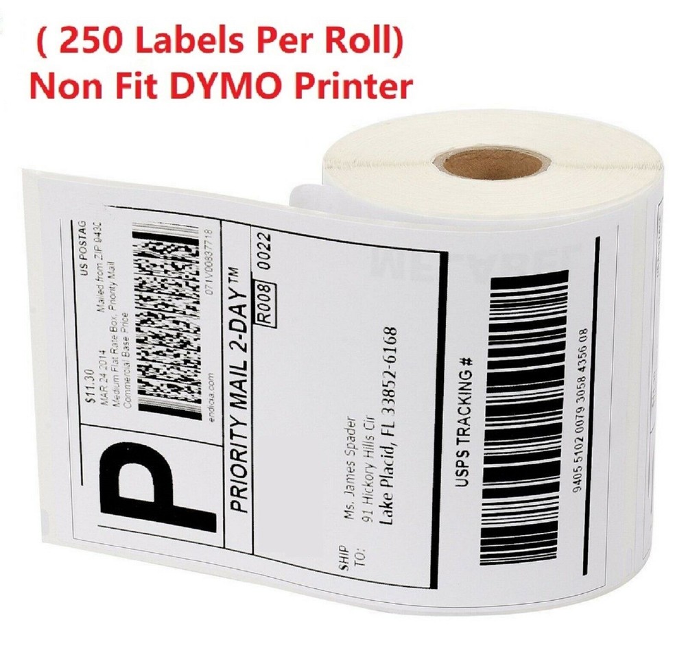 1~4~6~8~10~12~20~40 Rolls 4×6 Shipping Labels 250/Roll Zebra 2844 ZP450 Eltron