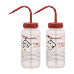 2PK Acetone Wash Bottle, 500ml – Wide Mouth, Pre-Labeled – LDPE – Eisco Labs