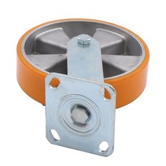 4 Pcs Industrial Casters 8″ Caster Wheel With Brake 6000lbs Orange Aluminum Core
