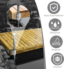Dock Brackets Hardware Stationary Dock Side Leg Pipe Holder,Heavy Duty Dock Post