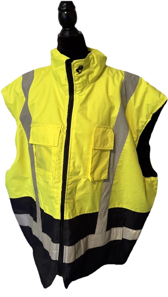 NWOT~ 5X High Visibility Safety Full Zip Vest Puffer Sleeveless Jacket