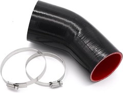 45° Silicone Elbow Coupler Hose, 3″ to 3.5″, 4″ Length, Includes 2 Clamps