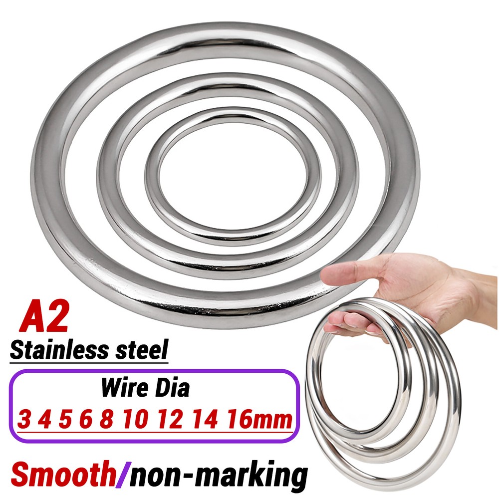 Stainless Steel Round Rings Heavy Duty Solid Metal O Ring Welded Smooth 15~150mm