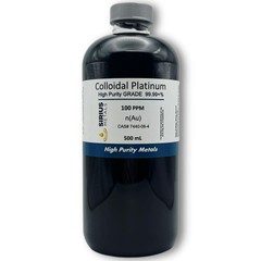 True Colloidal Platinum 100 ppm 500 mL (16.9 Fl Oz) in clear Plastic Bottle