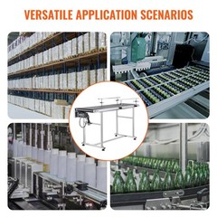 VEVOR Belt Conveyor PVC Stainless Steel Belt Conveyor 59″x15.7″ Double Guardrail