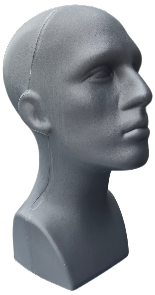 15″ Tall, Male Mannequin Head, Table Top Display, Durable PE Plastic, Grey