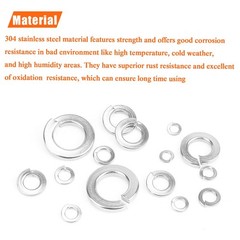 100 Pieces 12# Stainless Steel Split Lock Washers, Spring Lock Washers for Sc…