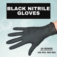 1000 Pieces Finger-Textured Black Nitrile Exam Powder-Free Gloves, Large, 6 MIL