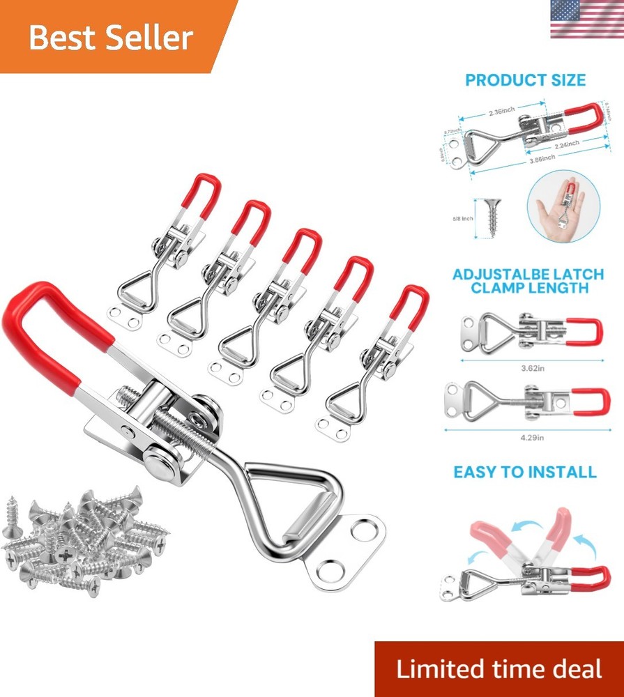 Quick Release 6 Adjustable Toggle Latch Clamps – Strong 330Lbs Hold with Screws