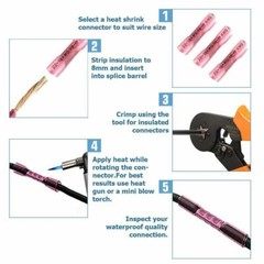 100x Solder Sleeve Heat Shrink Tubing Waterproof AWG 16-22 Wire Splice Connector