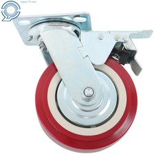 4Pcs 6″ × 2″ Heavy Duty Swivel Caster Wheel With Belt Brake Casters Polyurethane