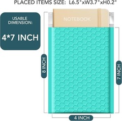 200 Teal Bubble Mailers 4×8 Inches – Waterproof, Self-Seal & Padded for Shipping