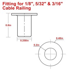 120 Pack Stainless Steel Protector Sleeves for 1/8″ 5/32″ or 3/16″ Deck Cable Ra