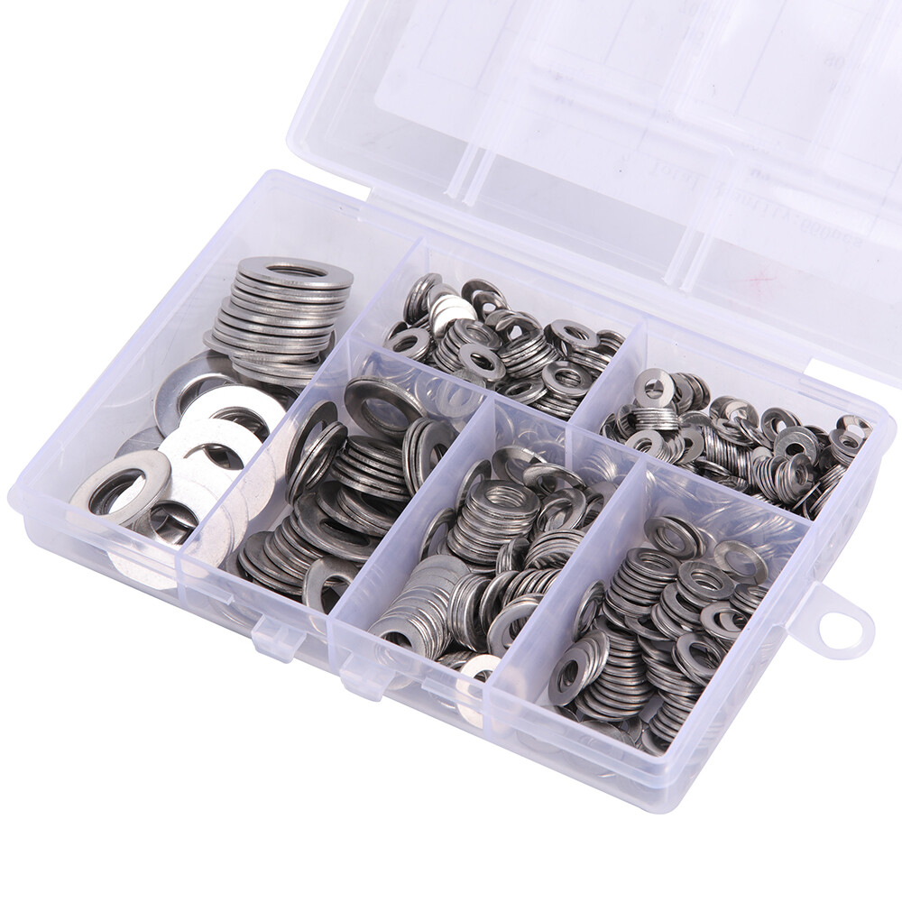 660pcs 304 Stainless Steel Washers Flat Washer Assortment Set Kit 6 Sizes