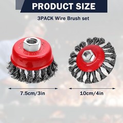 3 Pack Wire Wheel Brush for Angle Grinder, 4 Inch Angle Grinder Wire Wheel, Wire