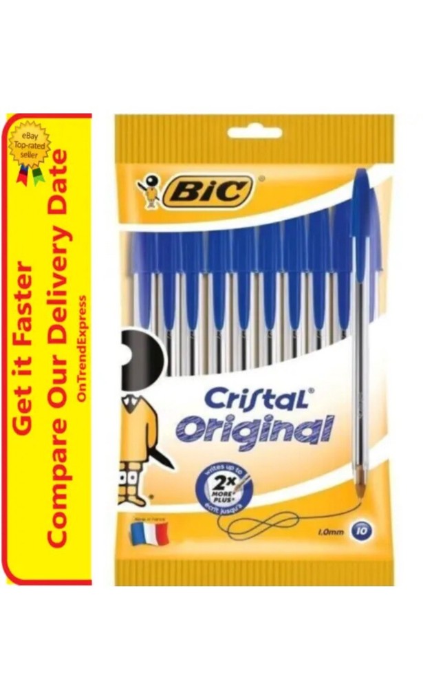 Lot of 8 BLUE Bic Cristal Ballpoint Pens 1.6mm, Xtra-Bold