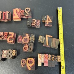 Large Lot of 42 Vintage Wood Letterpress Type Printers Blocks Mixed Numbers $ #3