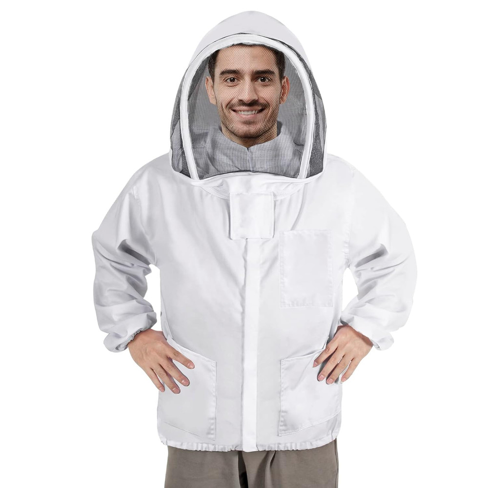 Beekeeping Jacket for Men Women,Polycotton Bee Jacket with Veil Hood,Beekeeper J