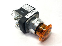 Allen Bradley 800T-QMH2B Ser. U Amber Illuminated Push Button 40mm Mushroom Head