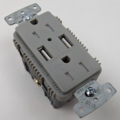 6 Hubbell USB15A5GY USB Charger Duplex Receptacle Tamper Resistant Gray 15A 125V