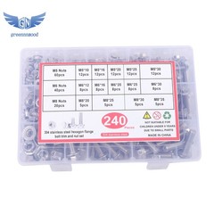 M5 M6 M8 Flanged Bolts and Nuts Kit 240 PCS 304 Stainless Metric Assortment