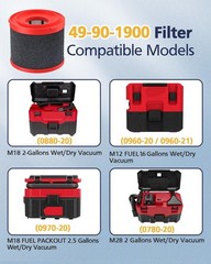 4 Pack 49-90-1900 Wet Dry Vacuum Filter Replacement 4 Pack, 1900 4+4