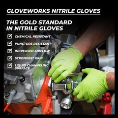 Disposable Nitrile Gloves 8 Mil Medium 1000 Case HD Green GLOVEWORKS Industrial