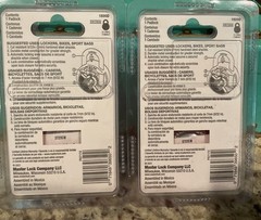MASTER LOCK 1500D 2 Locks-3/4” 19mm Silver-Bikes-Lockers-Sport Bags SEALED
