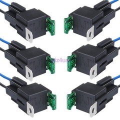 6 Pack 12V DC 30 Amp 4-Pin Automotive Relay Harness Set Switch Fuse US
