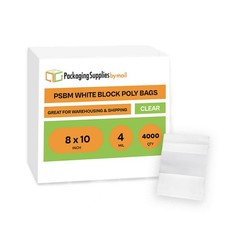 8″ x 10″ Zip Lock White Block 4 Mil Thick Resealable Transparent Bags 4000 Pcs