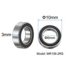20pcs MR106-2RS 6x10x3mm Chrome Steel Mini Bearing Double Sealed ABEC3