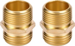 2 Pack 3/4″ GHT to 3/4″ NPT Male Connector, Brass Garden Hose Fitting, Male Hose