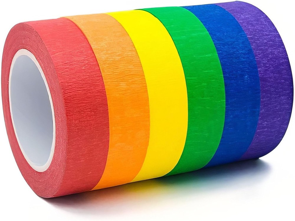 6 Rolls Colored Masking Tape，colored painters tape，0.6″ x14.3Yard Drafting Tape,