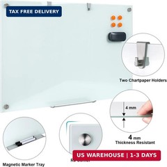 Glass Dry Erase Board, 36 x 24 Inches Magnetic Glass Whiteboard for Wall, 3′ x 2