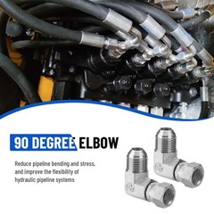 5Pack 90 Degree Elbow Hydraulic Adapter Fittings:1/2″ JIC Male x 3/8″ JIC Female