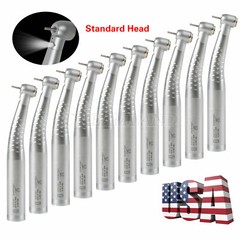 Dental Fiber Optic LED Push Handpiece Standard Head Turbine Fit 1/5/10