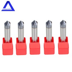 5Pcs 3/8″ 4 Flute 90 Degree Double End Carbide Chamfer Mill 2.5″ Overall Length