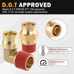 5PCS Air Brake Quick Push to Connect Fittings, 5/8″ Tube OD X 1/2″ NPT Thread Ai