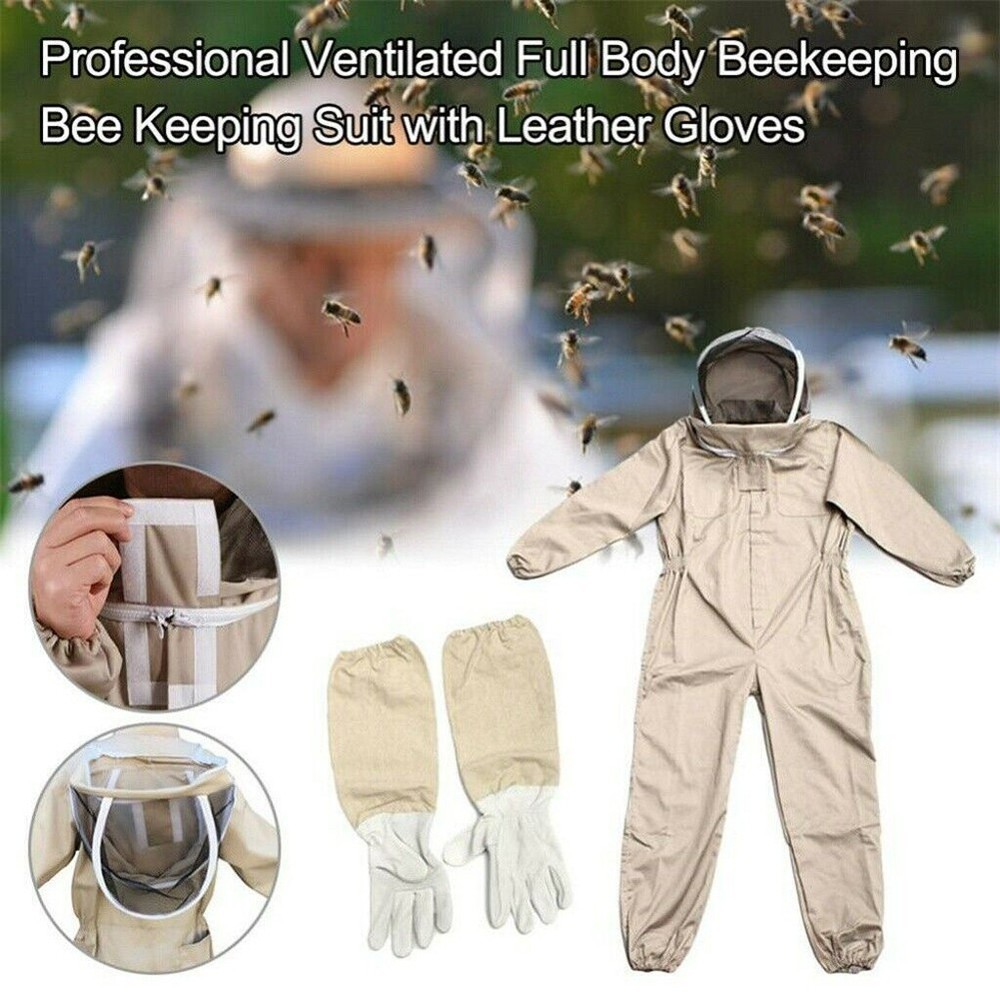 Full Beekeeping Suit Bee Protective Heavy Duty Ventilated Keeping Gloves XXL NEW
