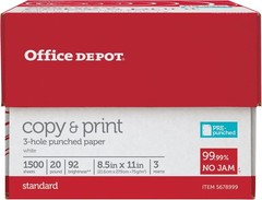 ® 3-Hole Punched Multi-Use Printer & Copy Paper 3 Reams White Letter (8.5″ x