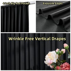 20 ft x 10 ft Wrinkle Free Black Backdrop Curtain for Parties, 4 Panels 10ft …